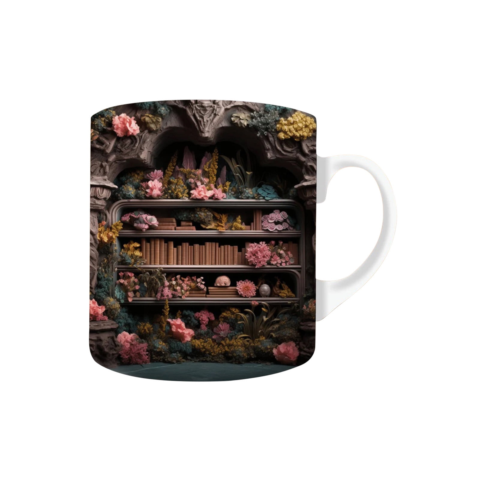 Kehuo 3D Bookshelf Mug 3D Bookshelf Coffee Mug 3D Effect Ceramic