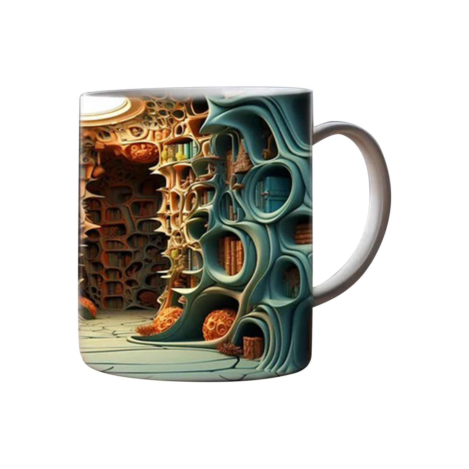 Kehuo 3D Bookshelf Mug 3D Bookshelf Coffee Mug 3D Effect Ceramic