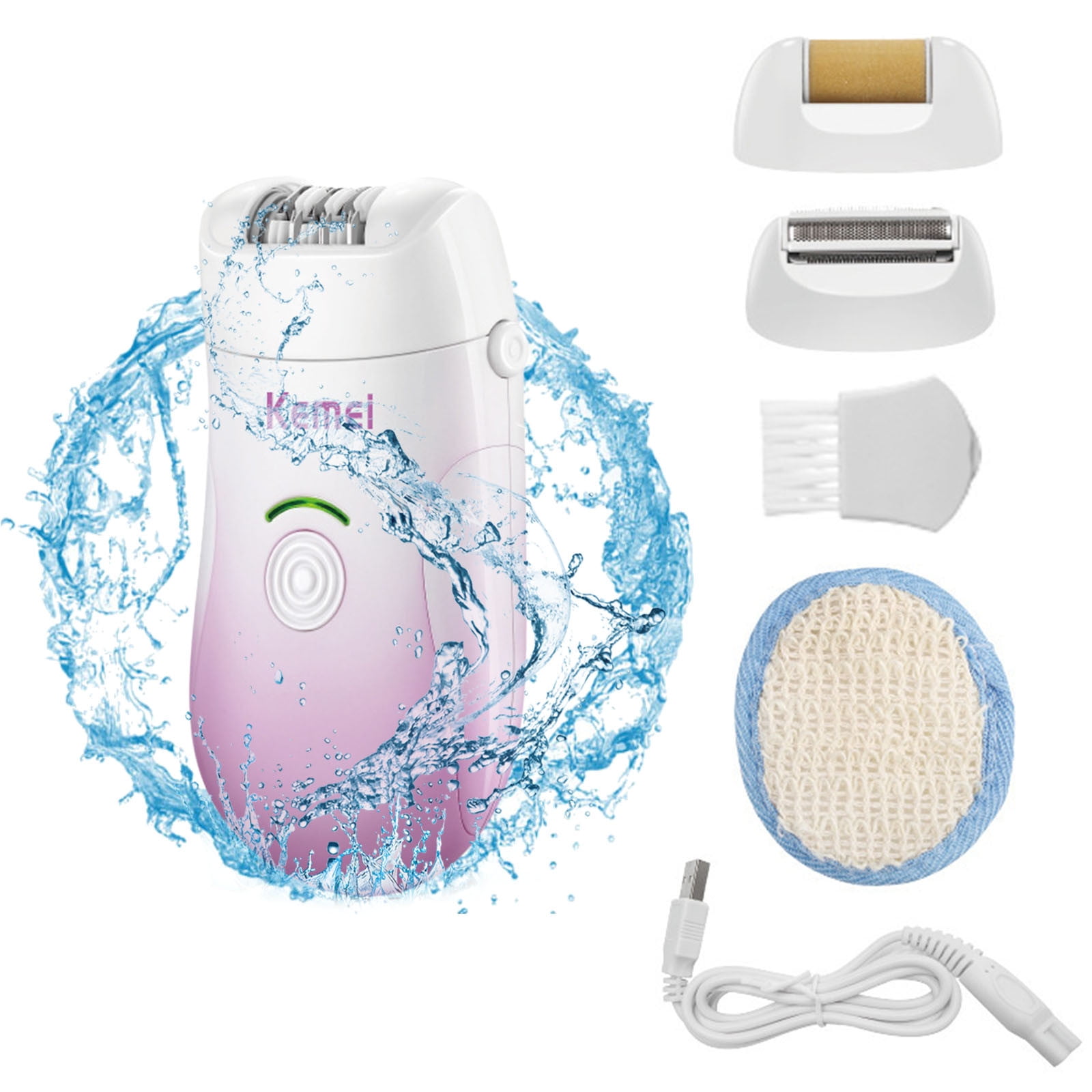 Kehuo 4in1 Portable Womens Epilator for Face and Body USB Rechargeable Painlesses Hair Remover