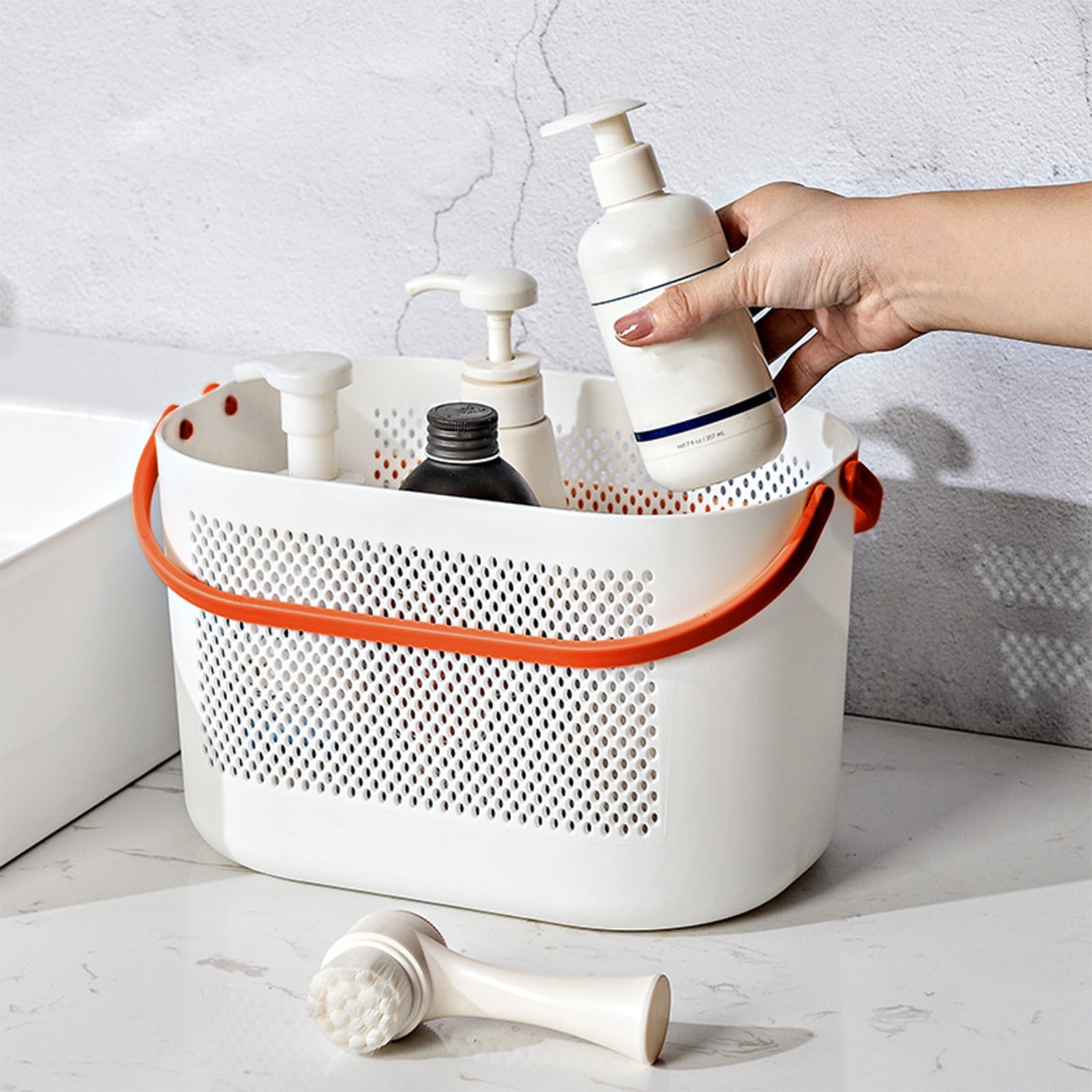 Kehuo Bathroom Bath Basket Basket with Handle Thickened Plastic Shower