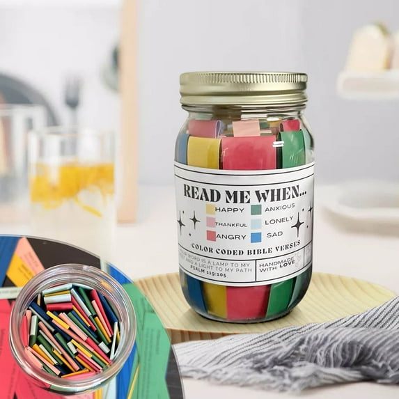Kehuo Bible Verses in A Glass Jar, Bible Verses Jar for Emotions and Feelings, Bible Verse Cards,Bible Gifts, Church Gift Or Thank-you, Give The Comfort Of Gods Words, Clearance Sales