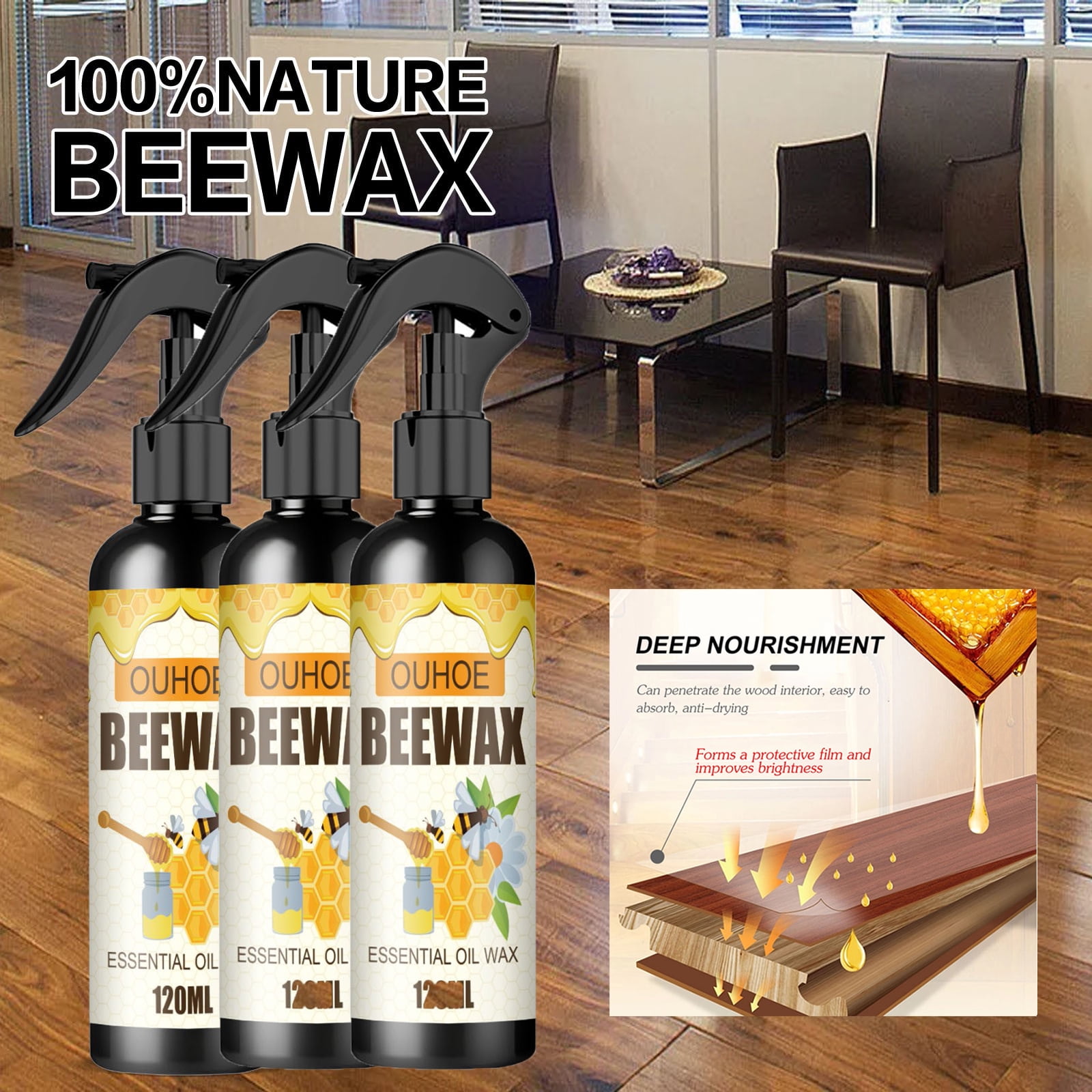 SEISSO Wood Polish Wax, Paste Wax for Wood Finish, Wood Wax Polish,  Conditioner, Cleaner, Restorer, Furniture Polish for Wooden Floors,  Cabinets