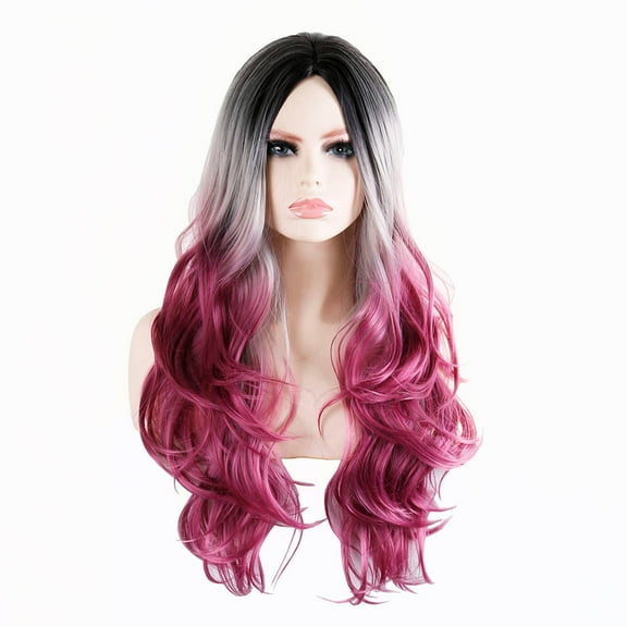 Kehuo Gradient White Wig Big Wave Ladies Long Hair Fashion Wig Headdress Style, Headband Wig Wigs