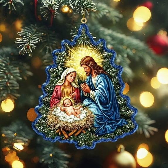Kehuo Holiday Decor Birth of Jesus Transparent Ornament, Christmas Decoration Pendant Nativity Scene Decoration Commemorative 2D Pendant, Clearance Sales