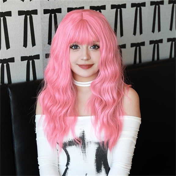 Kehuo Long Wavy Wig for Women Light Curly Hair Wig with Middle Part Synthetic Curly Long Wigs for Girls Cosplay Party Use, Beauty & Personal Care