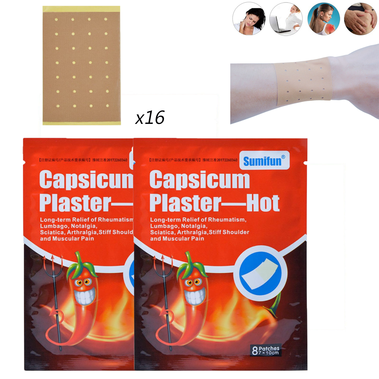 Kehuo Pain Relief Patches, 8Pcs Of Hot Capsicum Plaster for Pain Relief
