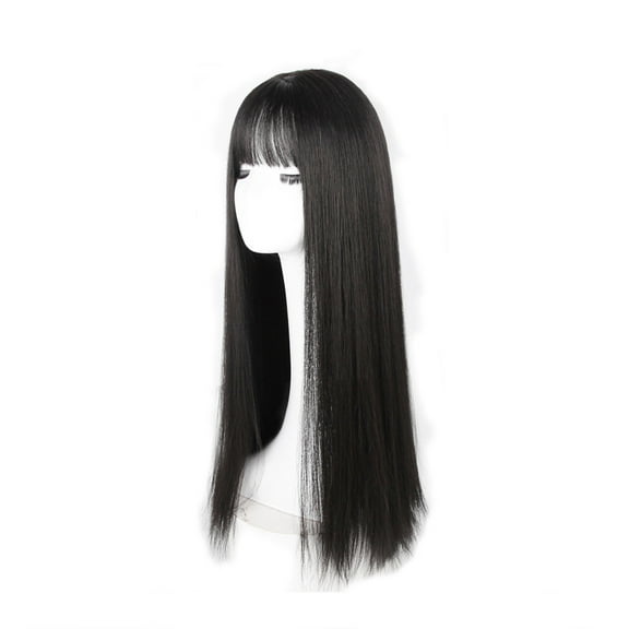 Kehuo Wig Bangs Female Black Long Hair Soft Girl Realistic Fake, Headband Wig Wigs