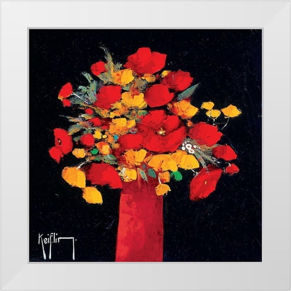 Keiflin, Roger 12x12 White Modern Wood Framed Museum Art Print Titled - Or et rouge