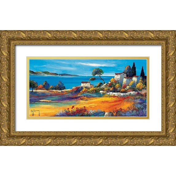 Keiflin, Roger 14x9 Gold Ornate Wood Framed with Double Matting Museum Art Print Titled - Vue sur la mer