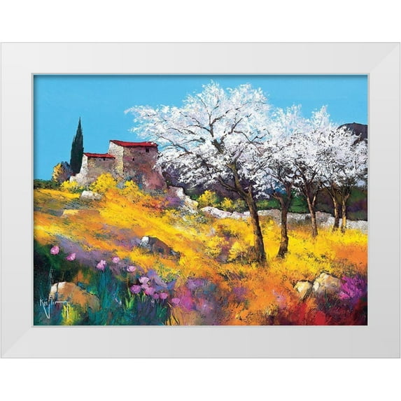 Keiflin, Roger 32x25 White Modern Wood Framed Museum Art Print Titled - Les amandiers