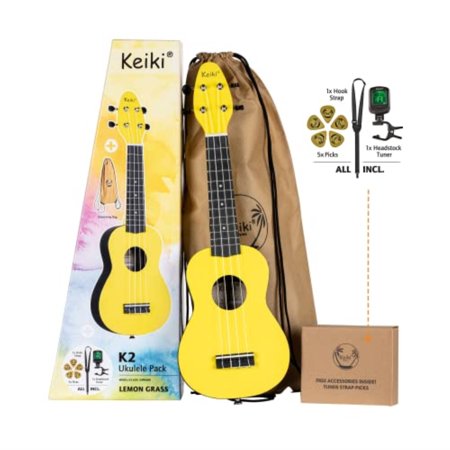 Keiki K2 Series Soprano Ukulele Pack - Includes: Tuner, Picks, Strap & Tote Bag
