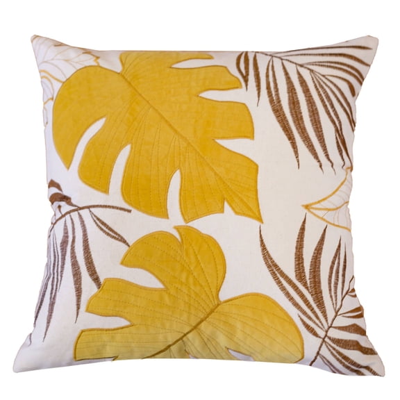 Keilani Mustard Graphic Polyester 20 in. x 20 in. Throw Pillow