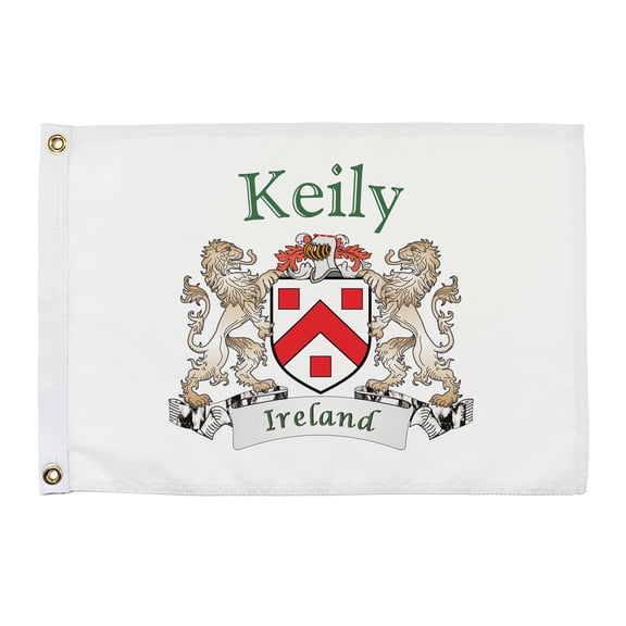 Keily Irish Coat of Arms Small White Flag - 16"x10.5" inches