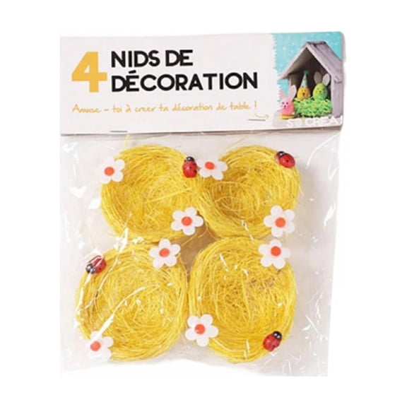 Keimprove 4 Pcs Easter Bird Nest Artificial Mini Egg Nest Birdhouses for DIY Decor, Adding to Cake Ornaments, Models, Displays or Easter Hunt Activities Party Wedding Home Decoration