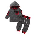 thumbnail image 1 of Keimprove Baby Boy Girl Long Sleeve Hooded Cotton Plaid Pullover Sweatshirt+Trousers Two Piece Outfit Set Fall Winter Clothes, 1 of 7
