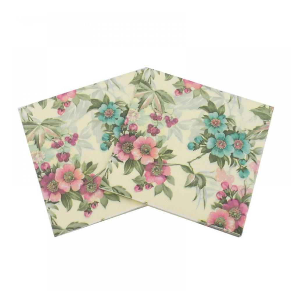 Keimprove Flower Printed Paper Napkins 20 Count Vintage Floral Paper