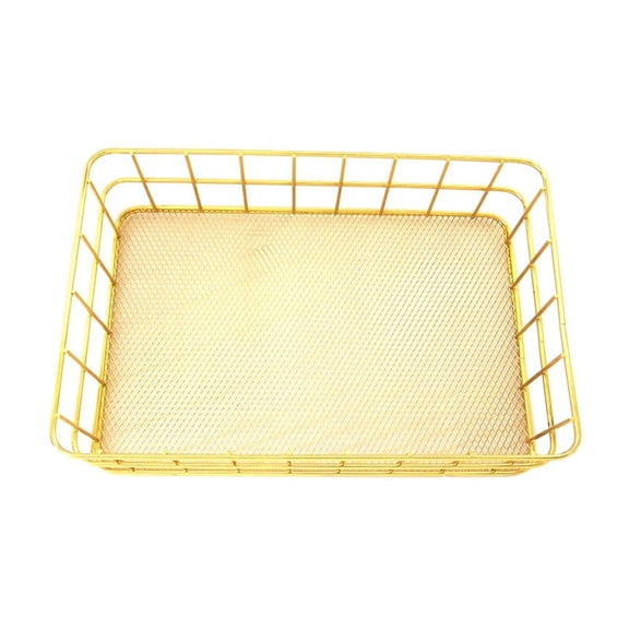 Keimprove Metal Storage Baskets iron Grid Bins Wire net Fruit Basket Shelf for Home Garden Desk Office Decoration Ornaments Kitchen Gold (9.57*6.46*2.56")