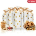 thumbnail image 1 of Keinxs 50Packs Treat Bags with Drawstring Candy Bags, Plastic Favor Bag Drawstring Cookie Bags for Christmas Wedding Party Birthday Engagement Holiday Favor (Gold Polka Dot Print), 1 of 2
