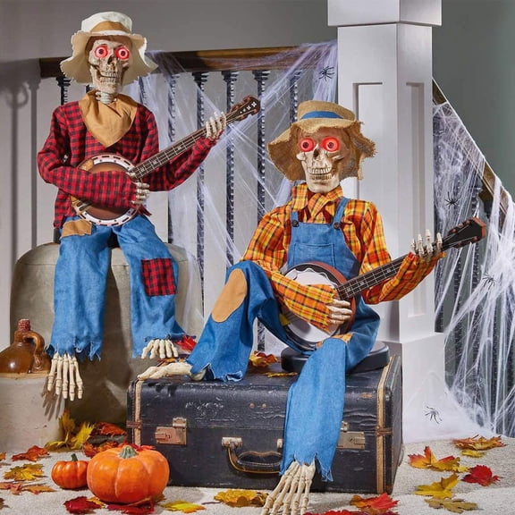 Keinxs Animated Banjo Skeletons Halloween Decoration, Set of 2