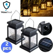 Keinxs Outdoor Solar Lights Hanging Lantern, Dusk to Dawn Solar Garden Lights for Patio Landscape Courtyard, Warm White, 2 Pack, Warm White