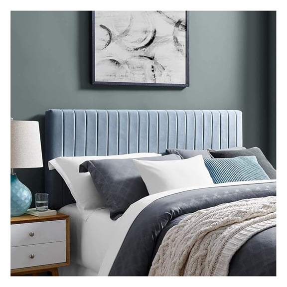 Keira Channel Tufted Performance Upholstered Full / Queen Headboard in Light Blue