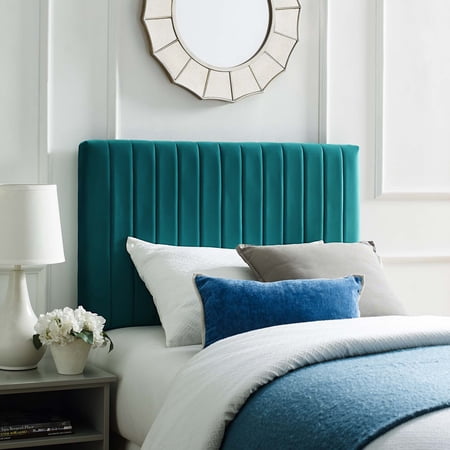 Modway Keira Velvet Upholstered Twin Headboard in Teal