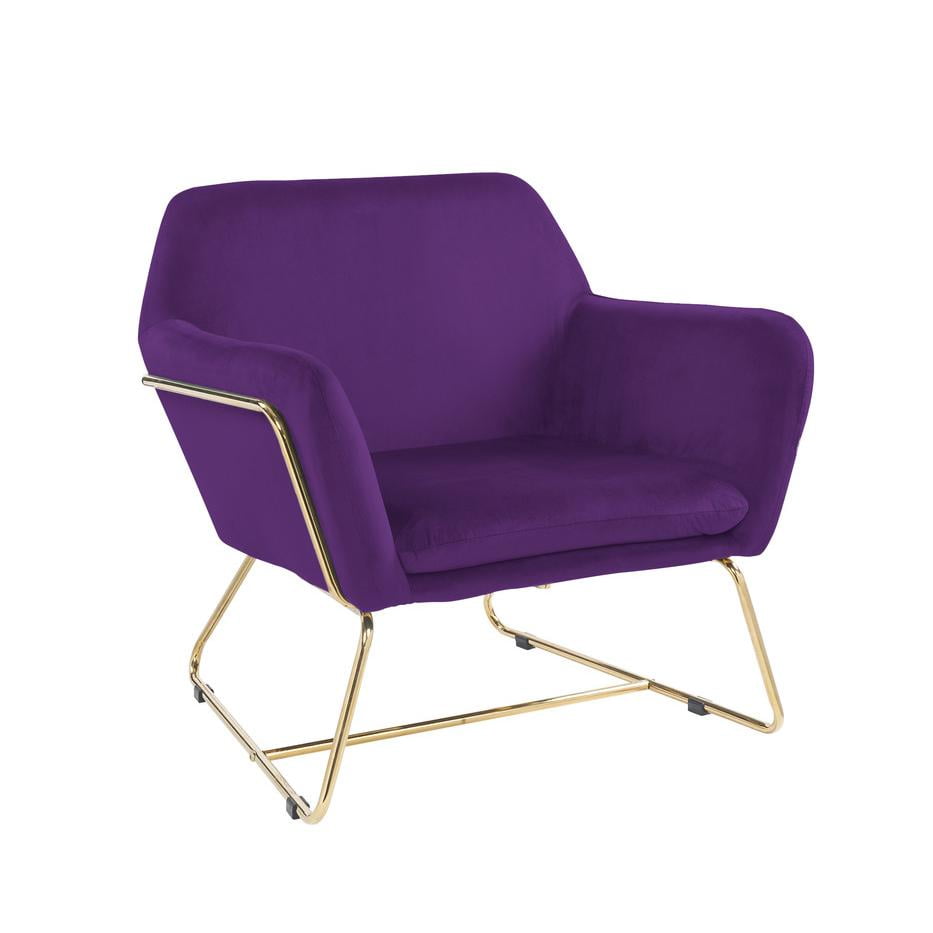 Keira Luxe Purple Velvet & Gold Wood Accent Chair