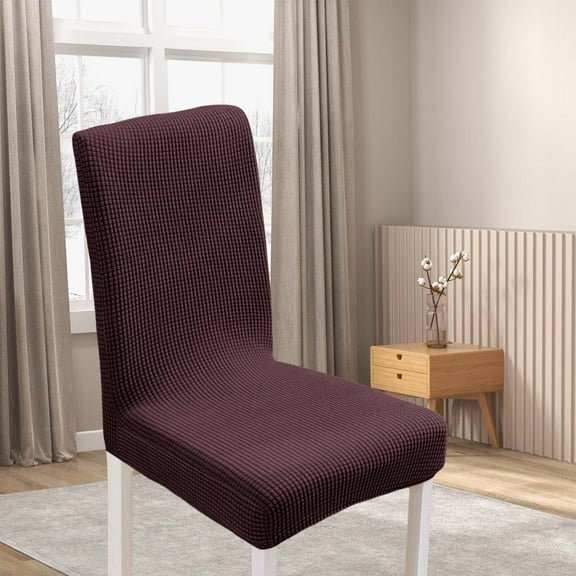 KeirienCC Chair Covers for Dining Room,Stretch Chair Slipcovers for Decorative Seat, Protector Armless Removable Washable Elastic Dinner Universal Spandex Solid Chair Slip Cover(Coffee,21.6"-30.3")