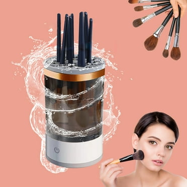 KeirienCC Efficient Electric Makeup Brush Cleaner Machine,Automatic Makeup Brush Cleaner for 3-4 Brushes at a Time,Ensures Thorough Cleaning,Includes Silicone Pad for Irregularly Sized Brushes(Black)