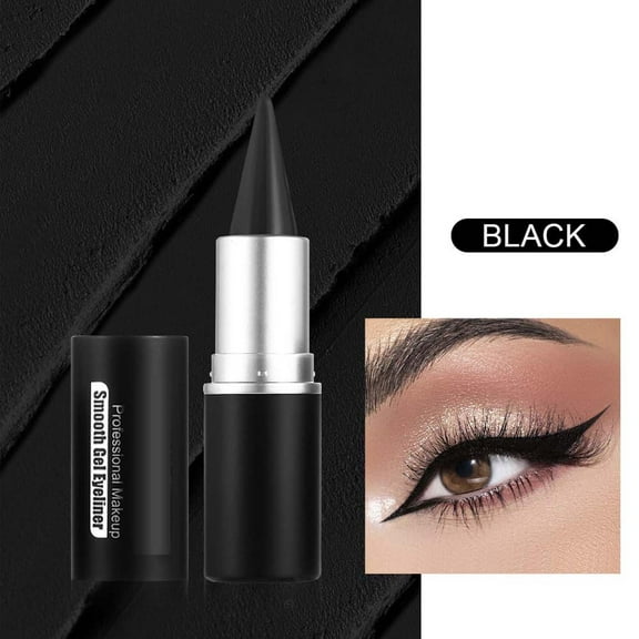 KeirienCC Long Wear Gel Eyeliner, Natural Color Eyeliner Cream, Waterproof Long Wear Liquid Eyeliner Pencil, Single Head Quick Dry Matte Black Solid Intense Eyeliner Gel Pencil (Black)