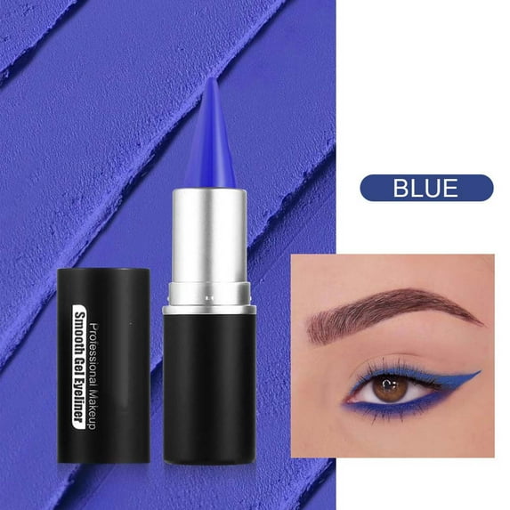 KeirienCC Long Wear Gel Eyeliner, Natural Color Eyeliner Cream, Waterproof Long Wear Liquid Eyeliner Pencil, Single Head Quick Dry Matte Black Solid Intense Eyeliner Gel Pencil (Blue)
