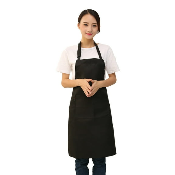 KeirineCC 1 PCS Plain Bib Aprons Bulk - Mixed Color Commercial Apron with 2 Pockets for Kitchen Cooking Restaurant BBQ Painting Crafting,Unisex Black Apron Bulk Machine Washable,black