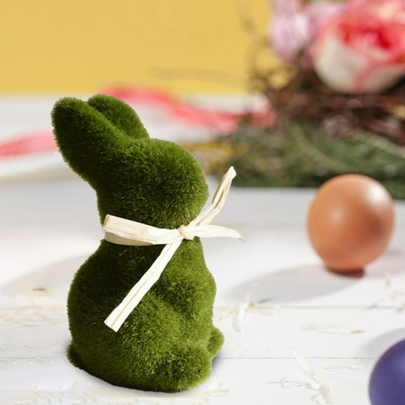 KeirineCC 1 PCS Small Artificial Grass Bunny Easter Table Decorations Centrepiece - 3x2x2" Moss Rabbit Figure - For Easter,Birthday,Mad Hatter Tea Party,Alice in Wonderland Theme,Green