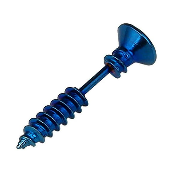 KeirineCC 1 Pair Unisex Stainless Steel Piercing Cross Screws Earrings,Punk Stainless Steel Screw Ear Stud Earrings for Men Women Body Piercing Jewelry,Hypoallergenic Jewelry,Blue