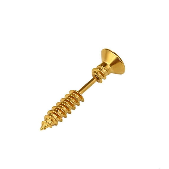 KeirineCC 1 Pair Unisex Stainless Steel Piercing Cross Screws Earrings,Punk Stainless Steel Screw Ear Stud Earrings for Men Women Body Piercing Jewelry,Hypoallergenic Jewelry,Gold