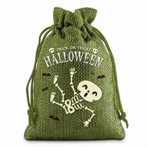 KeirineCC 1 Pcs Burlap Drawstring Gift Bags,Candy Pouches for Halloween Party Favor Decorations,4x6 Inches,Pumpkin,Black Cat,Witch Hat Skull,Owl,Small Gift Pouches,Treat & Goodie Bags Bulk,C