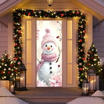KeirineCC 1PCS Christmas Snowman Door Cover Decorations,71 x 35 in Christmas Front Door Banner Backdrop Xmas Party Photography Background Holiday Outdoor Home Indoor Winter New Year Decor,Snowman