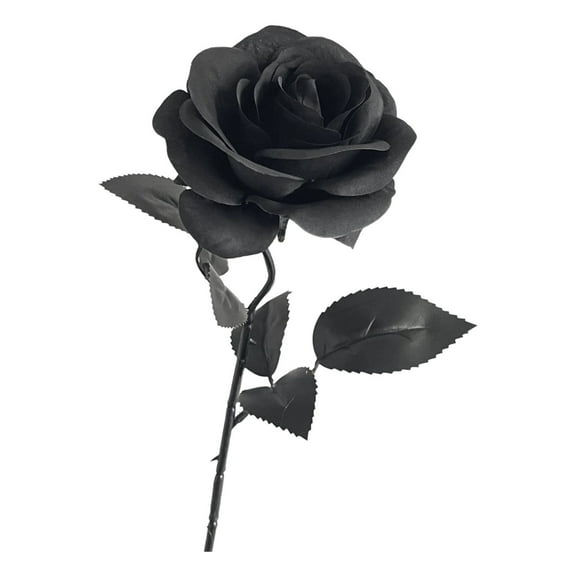 KeirineCC 1PCS Rose Gothic Dark Artificial Flower,Black and Red Roses Artificial Flowers with Stems,Faux Silk Flowers Bridal Wedding Bouquet,Realistic Blossom Flora for Home,Office Decorations,Black