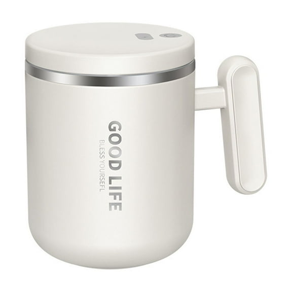 KeirineCC 1PCS tainless Steel Coffee Cups with Automatic Stirring,Rechargeable USB Self Stirring Coffee Mug,for Coffee,Tea,Milk,Cocoa,for Office,Kitchen,Travel,White
