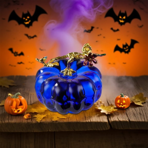 KeirineCC 2"Hand Blown Glass Pumpkin Figurine Glass Pumpkins for Decorating Ornament Crystal Pumpkin Figurine Collectible,Glass Paperweight for Fall Harvest Thanksgiving Halloween Home Decor,Blue