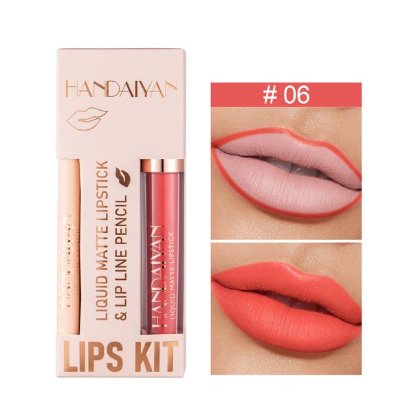 KeirineCC 2Pcs Nude Pink Matte Lip Liner and Lipstick Lip Gloss Set Kit for Women,Nude Pink Matte Lipstick Kit with Lip Liner,Lip Stains Long Lasting Waterproof 24 Hour Lipstick and Lip Liners Pencils