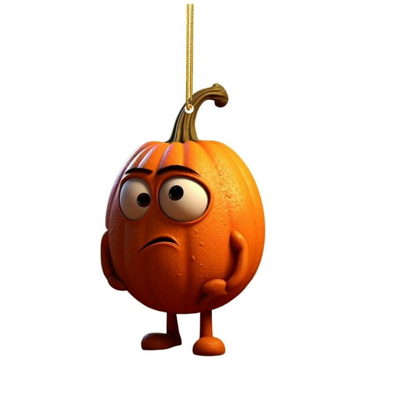 KeirineCC 3D Pumpkin Decorations Miniature Resin Pumpkin Statue with Lively and Funny Expressions Fall Table Decor Pumpkins Figurines for Halloween Thanksgiving Day Home Desk Shelf Party Decor,D