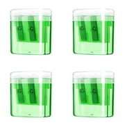KeirineCC 4PCS Pencil Sharpeners,Manual Pencil Sharpener with Lid,Handheld Pencil Sharpener for Colored Pencils,Protable Pencil Sharpener for Study,Dual Holes Pencil Sharpener for Class Office,Green