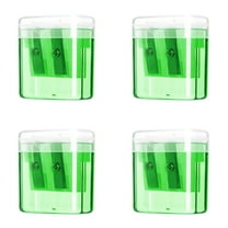 KeirineCC 4PCS Pencil Sharpeners,Manual Pencil Sharpener with Lid,Handheld Pencil Sharpener for Colored Pencils,Protable Pencil Sharpener for Study,Dual Holes Pencil Sharpener for Class Office,Green