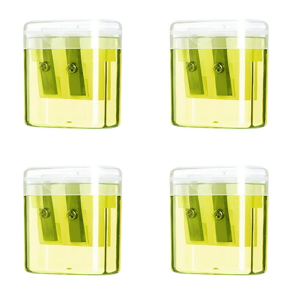 KeirineCC 4PCS Pencil Sharpeners,Manual Pencil Sharpener with Lid,Handheld Pencil Sharpener for Colored Pencils,Protable Pencil Sharpener for Study,Dual Holes Pencil Sharpener for Class Office,Yellow