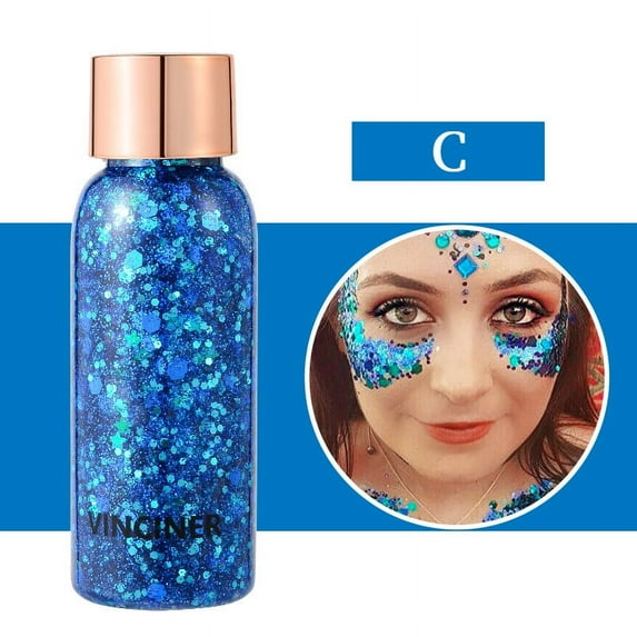 KeirineCC 6 Colors Body Glitter Gel,Face Glitter Body Gel Makeup,Sparkling Holographic Gel Long Lasting Chunky Sequins Glitter for Eye Lip Hair Nails,Festival Rave Accessories Halloween Makeup