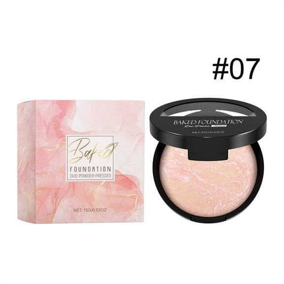KeirineCC Baked Blush Brighten Marbleized Blush for Cheeks,Baked Matte Foundation Makeup Brighten,Color Corrector Buildable Coverage Natural Smooth Lightweight Powder Foundation,pink#07