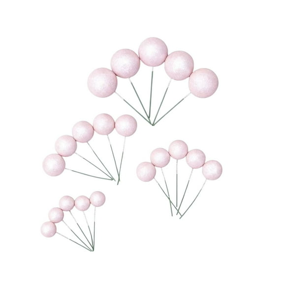 KeirineCC Baking Cake Decorations Colorful Foam Balls And Glitter Balls Birthday Cake Decorations 1 Pack Of 20 Pieces,Pink