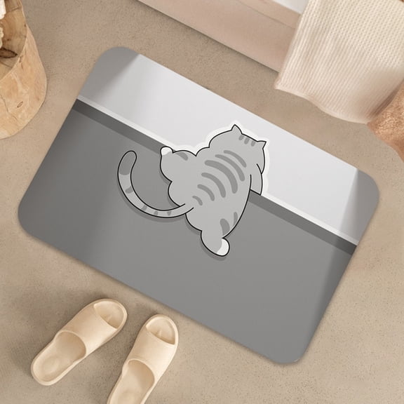 KeirineCC Bathroom Rug Bath Mat, Cartoon Puppy Cute Dogs Husky Shiba Inu Plush Microfiber Non-Slip Soft Shower Rug Water Absorbent Shaggy Floor Mat, 15.7" x 23.6" - A