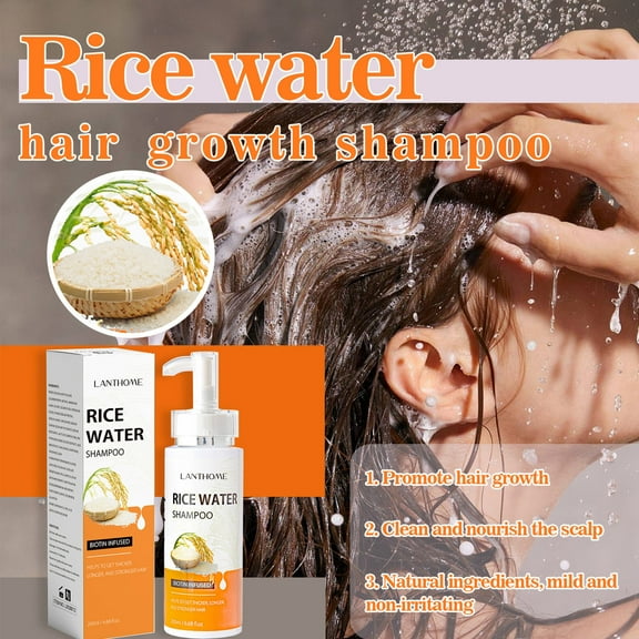 KeirineCC Biotin Hair Growth Shampoo: Rice Water for Thickening and Anti-Hair Loss - Natural Rosemary Formula for All Hair Types, 200ml/6.68 Fl Oz